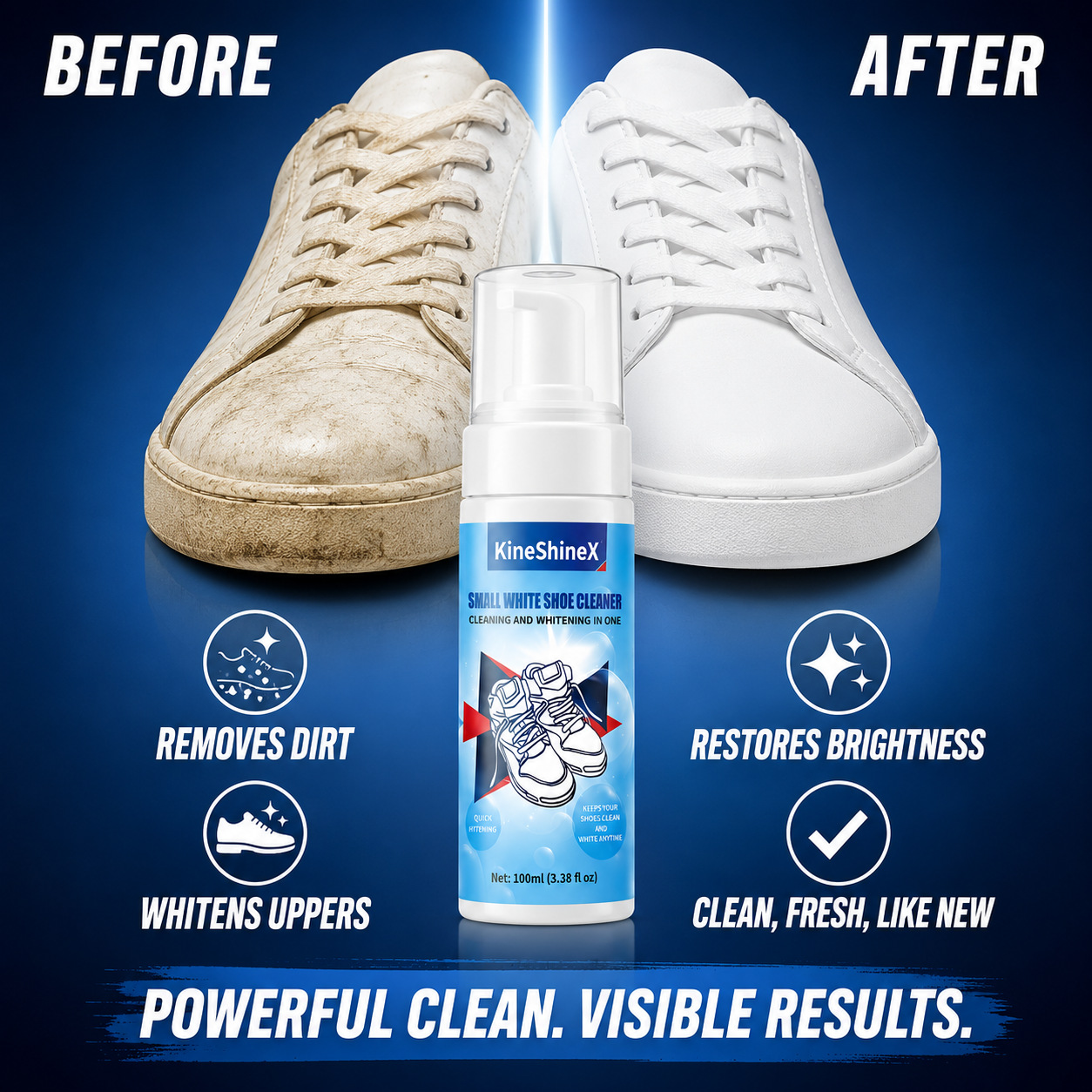 Sneaker Cleaner - ชุดทำความสะอาดรองเท้า Gihen โฟมทำความสะอาดรองเท้าแบบไม่ใช้น้ำ พร้อมแปรงทำความสะอาดรองเท้าและผ้าเช็ดรองเท้า สำหรับดูแลรองเท้าผ้าใบ เหมาะสำหรับรองเท้าทุกประเภท